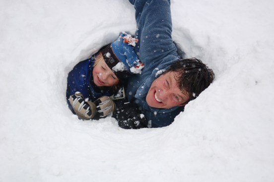 Snow Forts are much better than a snowman . . . You can climb inside!